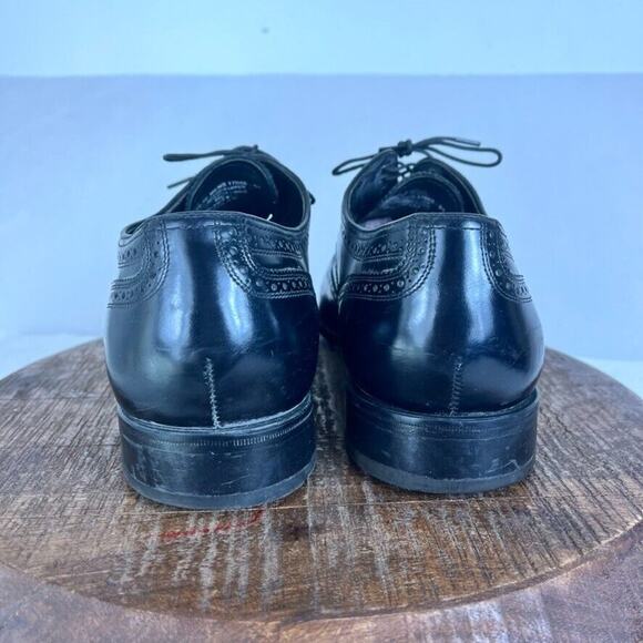 Florsheim Shoes Mens 12 Black Leather Wingtip Lexington Oxfords Brogue - Picture 3 of 14